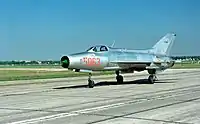 Um caça MiG-21 da força aérea.