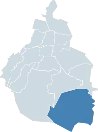 Localização de Milpa Alta na Cidade do México