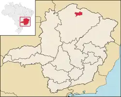 Localização de Jaíba em Minas Gerais