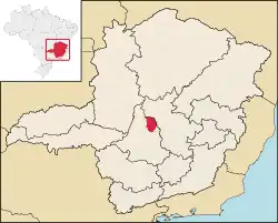 Localização de Pompéu em Minas Gerais