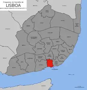 Localização no município de Lisboa