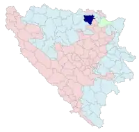 Localização de Modrica (em azul escuro) na Bósnia e Herzegovina