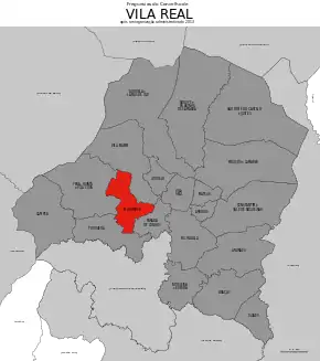 Localização no município de Vila Real