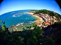 Primeira Praia vista da tirolesa, no Morro de São Paulo.