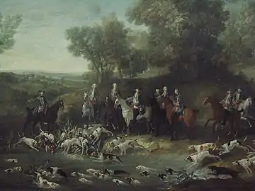 Natureza morta com caça morta e pêssegos em uma paisagem, (1727), 80 x 100,3&nbsp;cm., Museu de Arte de Birmingham