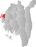 Mapa do condado de Østfold com Moss em destaque.