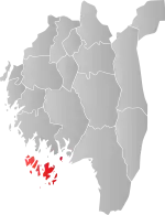 Mapa do condado de Østfold com Hvaler em destaque.