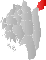 Mapa do condado de Vestfold com Rømskog em destaque.