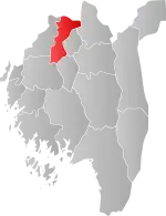 Mapa do condado de Østfold com Spydeberg em destaque.