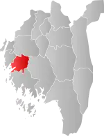 Mapa do condado de Østfold com Råde em destaque.