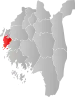 Mapa do condado de Vestfold com Rygge em destaque.