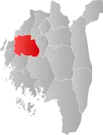 Mapa do condado de Vestfold com Våler em destaque.