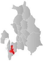 Mapa do condado de Akershus com Ås em destaque.