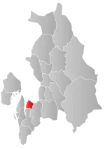 Mapa do condado de Viken com Oppegård em destaque.