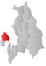 Mapa do condado de Viken com Bærum em destaque.