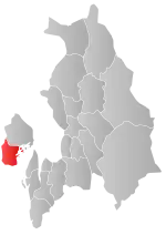 Mapa do condado de Akershus com Asker em destaque.