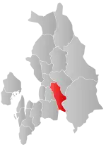 Mapa do condado de Akershus com Fet em destaque.