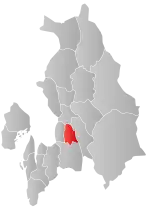 Mapa do condado de Akershus com Rælingen em destaque.