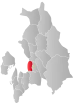 Mapa do condado de Akershus com Lørenskog em destaque.