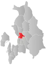 Mapa do condado de Akershus com Skedsmo em destaque.