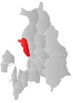 Mapa do condado de Akershus com Nittedal em destaque.