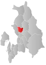 Mapa do condado de Akershus com Gjerdrum em destaque.