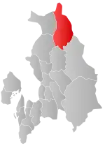 Mapa do condado de Akershus com Eidsvoll em destaque.