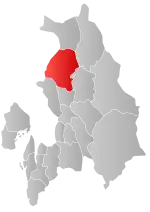 Mapa do condado de Akershus com Nannestad em destaque.