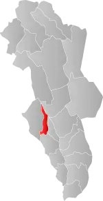 Mapa do condado de Innlandet com Hamar em destaque.