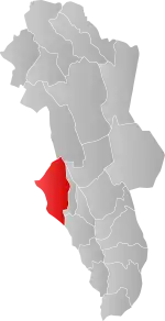 Mapa do condado de Hedmark com Ringsaker em destaque.
