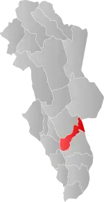 Mapa do condado de Hedmark com Våler em destaque.