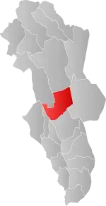 Mapa do condado de Hedmark com Åmot em destaque.