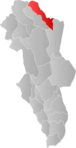 Mapa do condado de Hedmark com Os em destaque.