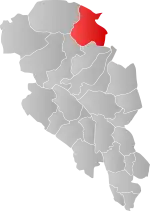 Mapa do condado de Oppland com Dovre em destaque.
