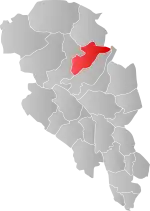 Mapa do condado de Oppland com Sel em destaque.