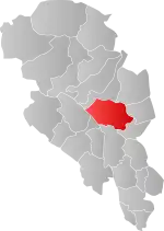 Mapa do condado de Oppland com Gausdal em destaque.