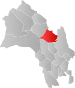 Mapa do condado de Buskerud com Flå em destaque.