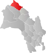 Mapa do condado de Buskerud com Hemsedal em destaque.