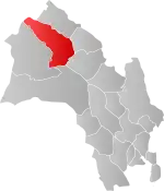 Mapa do condado de Buskerud com Ål em destaque.