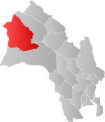 Mapa do condado de Buskerud com Hol em destaque.