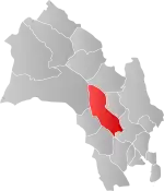 Mapa do condado de Buskerud com Sigdal em destaque.