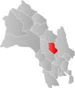 Mapa do condado de Buskerud com Krødsherad em destaque.