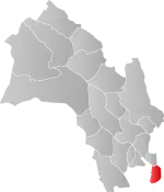 Mapa do condado de Buskerud com Hurum em destaque.
