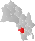 Mapa do condado de Buskerud com Flesberg em destaque.