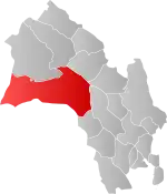 Mapa do condado de Buskerud com Nore og Uvdal em destaque.
