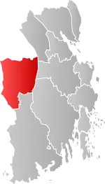 Mapa do condado de Vestfold com Lardal em destaque.