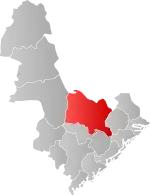 Mapa do condado de Agder com Åmli em destaque.