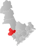 Mapa do condado de Agder com Evje og Hornnes em destaque.