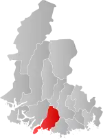 Mapa do condado de Agder com Lindesnes em destaque.