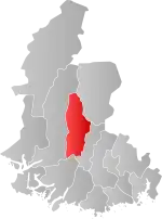 Mapa do condado de Agder com Hægebostad em destaque.